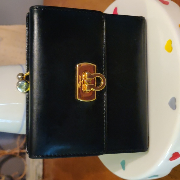 Salvatore Ferragamo Black Wallet with Gold Hardware - Picture 14 of 16